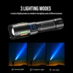 RL-730-T6 Ultra Bright Zoomable LED Flashlight – 1KM Long Range, USB Rechargeable, Metal Body - Image 2