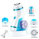Allonsy 4-in-1 Electric Facial Cleansing Brush & Massager – Waterproof Rotating Face Cleaner for Deep Skin Care